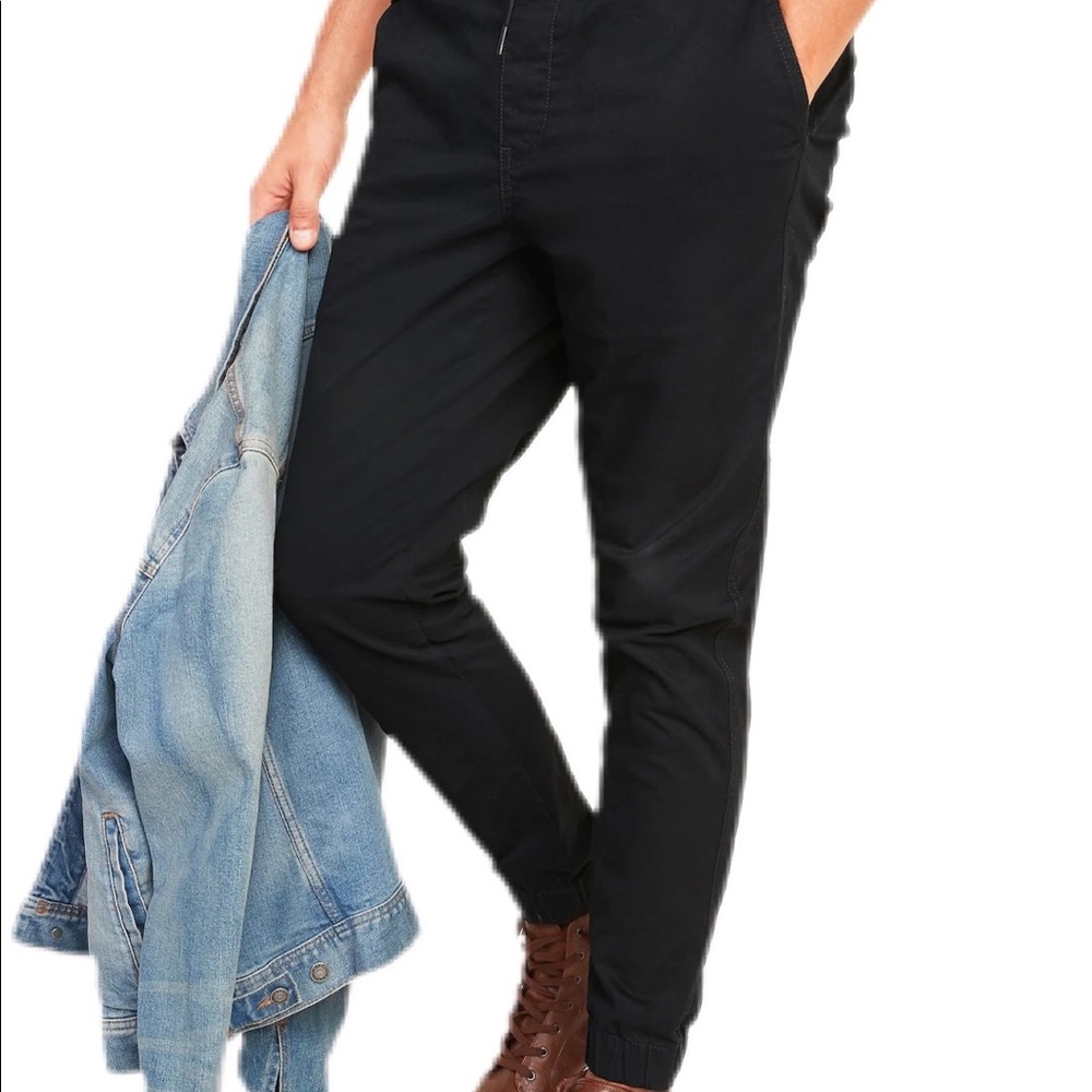 Black material joggers. Size small